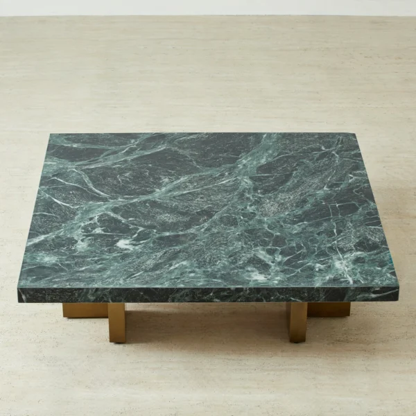 Grayson Emerald Green Sintered Stone 26cm Low Coffee Table - Brushed Bronze Legs
